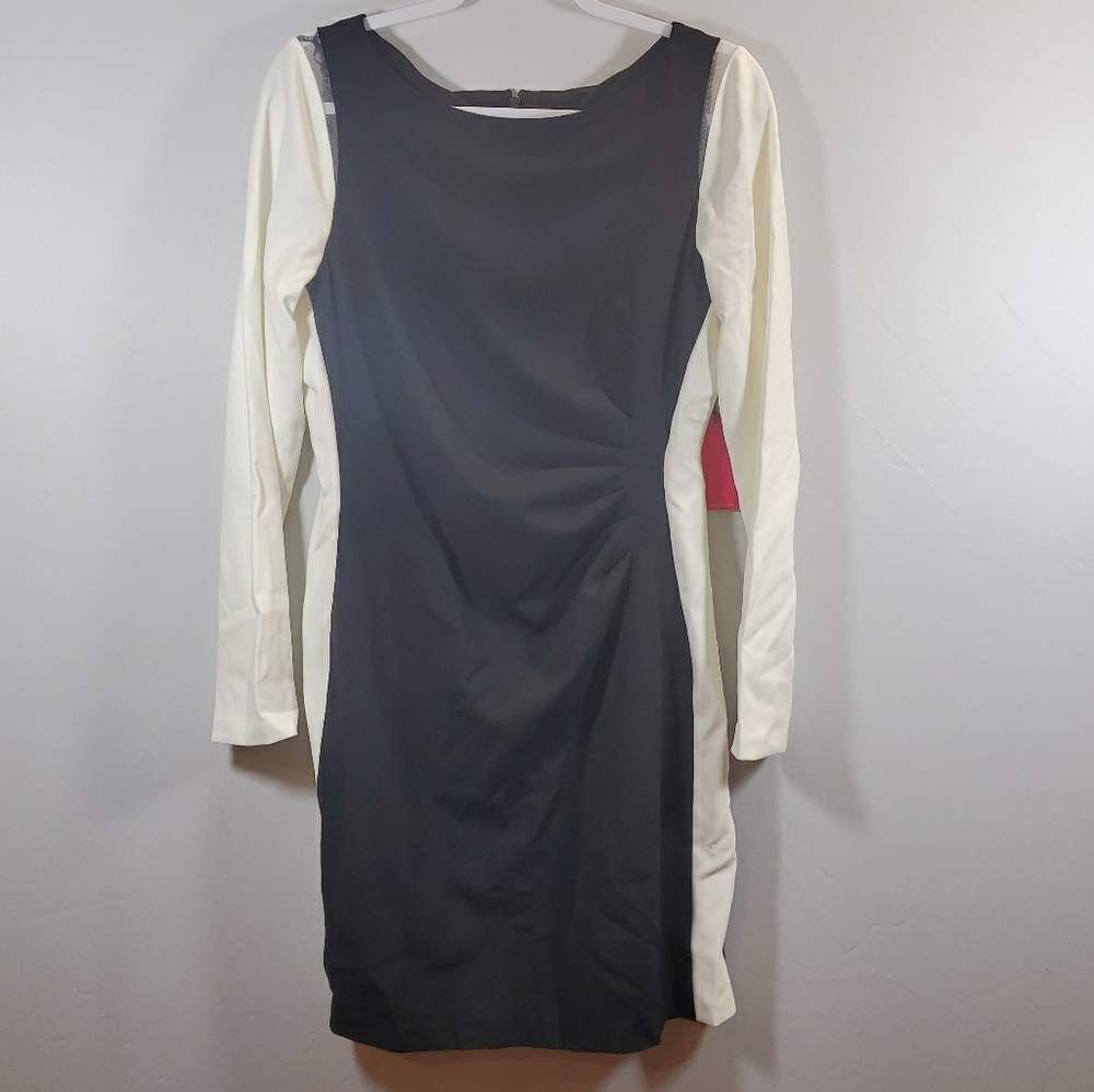 Vince camuto long sleeve rouched bodycon dress